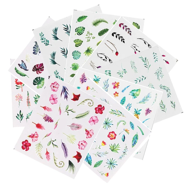 Art de la fleur et de la feuille Eau Autocollant Autocollants pour ongles