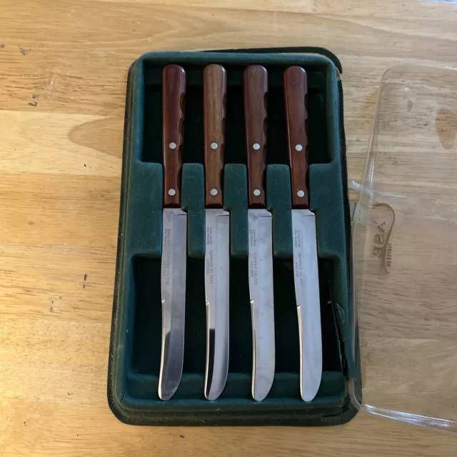 Vtg Case XX Stainless Kitchen Steak Table Knife CAP 254 Wood Handle Set of 4