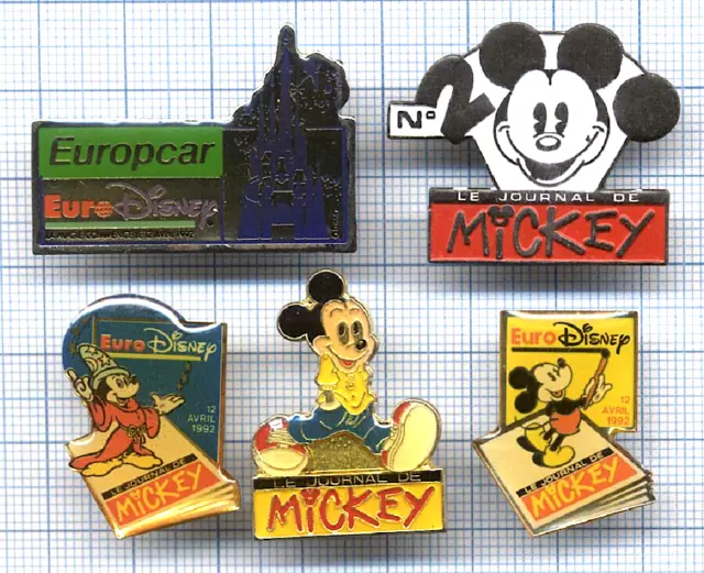 Lot Pins EURODISNEY PARIS OUVERTURE 12 AVRIL 1992 Journal MICKEY n°2000 EUROPCAR