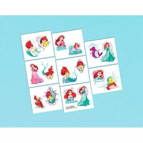 Disney Ariel Sueño Grande Cumpleaños Fiesta Diversión Lote Detalle 16x Tatuajes