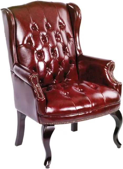 Wingback Traditional Guest Chair in Burgundy