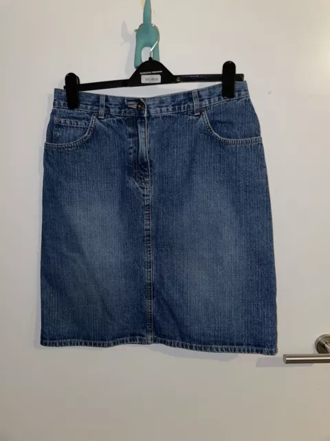 M&S Marks Spencer Ladies Indigo Denim Skirt Size 12