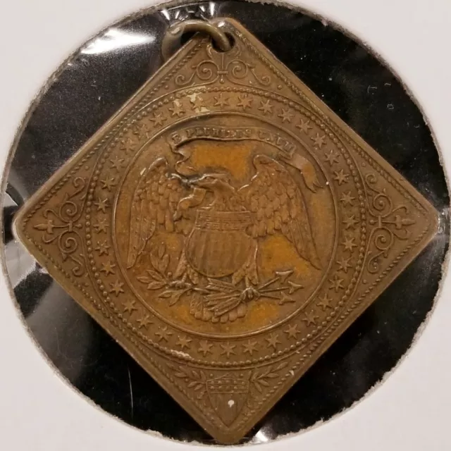 1888 Brass Grover Cleveland Square Campaign Medal RARE !!! 2