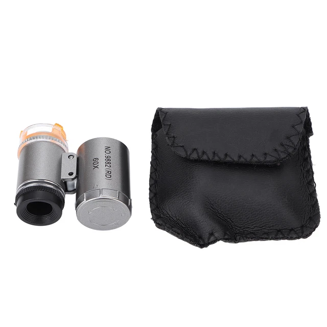 Pocket Microscope 60X Magnification 2 LED Lights 1 UV Light Wide Application Hbh