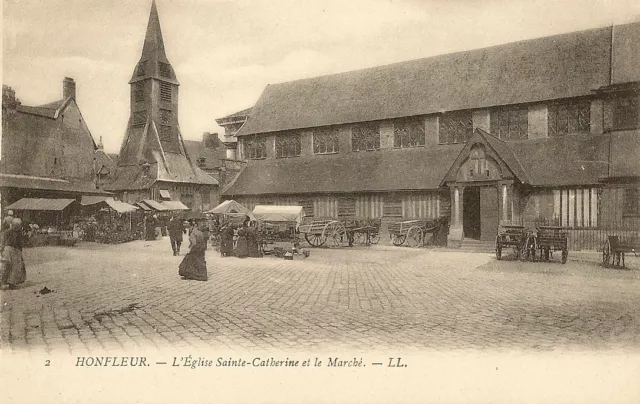 Carte Postale Honfleur Calvados L'eglise Sainte Catherine Et Le Marche