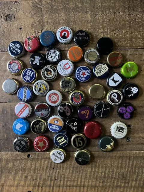 47 Used Beer Bottle Tops Caps Craft Beer - All Different - Arts & Crafts