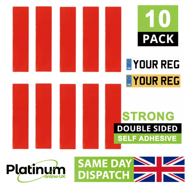 10 x NUMBER PLATE DOUBLE SIDED STICKY Pads Strips TAPE STRONG VERY HIGH Bond