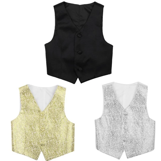 Gilet Gilet Gilet Formale Gilet Smoking Festa Matrimonio Glitter Floreale Bambini