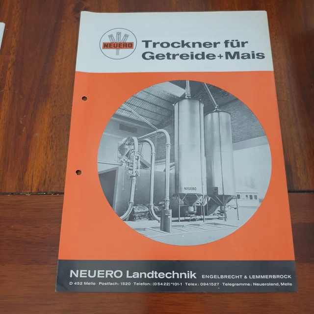 NEUERO Trockner für Getreide Mais 1975 Schlepper Traktor Prospekt Landmaschinen