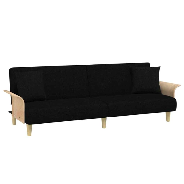 AX Divano Letto Ospiti Nero 2 Cuscini 2 Schienali Separati Regolabili New 351845