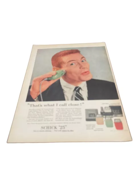 Vintage 1956 Schick Electric Razor Ephemera  Print Ad 10.5” X 13.5” C.03