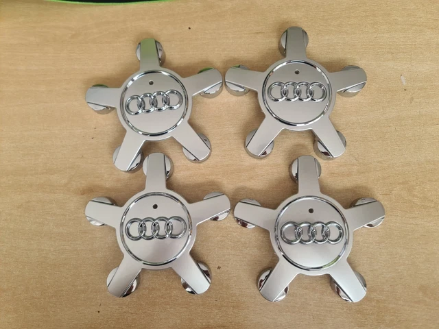 4x Audi Alloy 5 Star Spider Wheel Centre Caps Silver Hub Badge 135mm A3 A4 A5 A6
