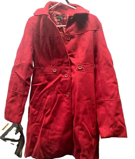Cranberry Kiss GE  Pea Coat Faux Wool By George Girls Size 14-16 XL