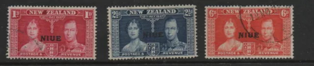 Niue 1937 Coronation standard fine used set 3 stamps