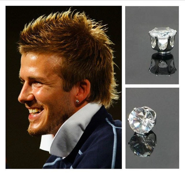 Mens Lewis Hamilton LARGE 10mm 18ct White Gold Plate Cubic Zirconia Earrings