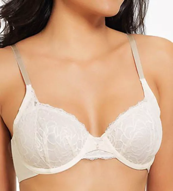 Lily Of France Cream Lace Sensational Lace Light Lined Underwire Bra 34B #7140