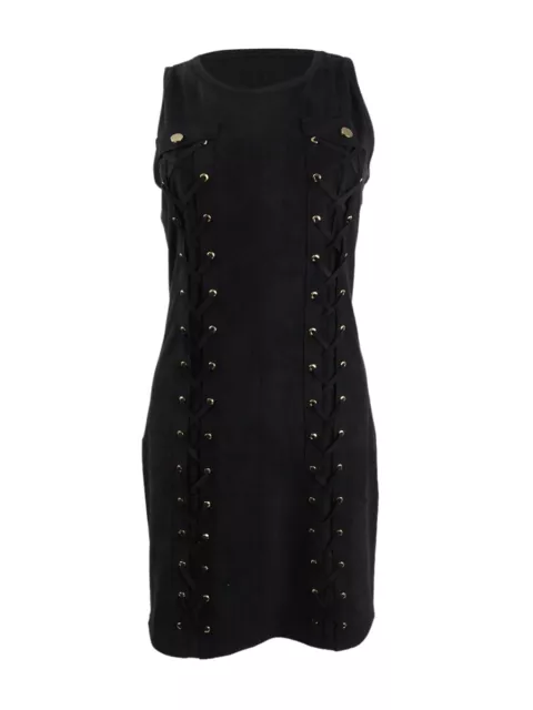 INC International Concepts Women's Lace-Up Faux-Suede Dress (S, Deep Black)