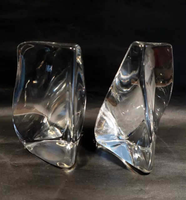 Beautiful Pair DUAM Crystal Signed Bookends