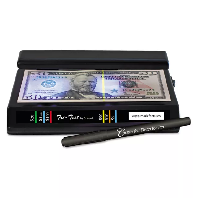 Dri-Mark Tri Test Counterfeit Bill Detector UV with Pen 7 x 4 x 2 1/2 351TRI