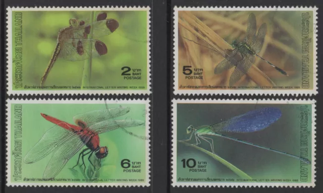 Thailand 1989 International Letter Writing Week - Dragonflies set of 4 Fine Used