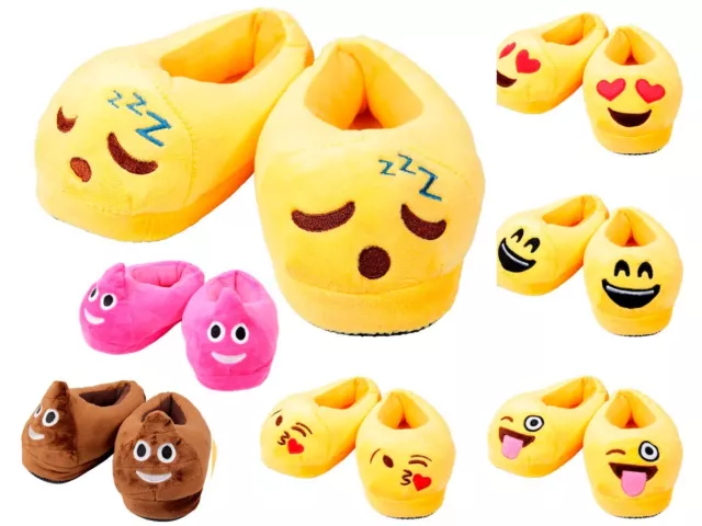 Ciabatte peluche a forma emoji emoticone, pantofole molto morbide per l‘inverno