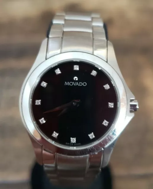 Ladies Movado Diamond Accent Museum 84 E4 1849 Stainless Steel Watch Pre-owned 2