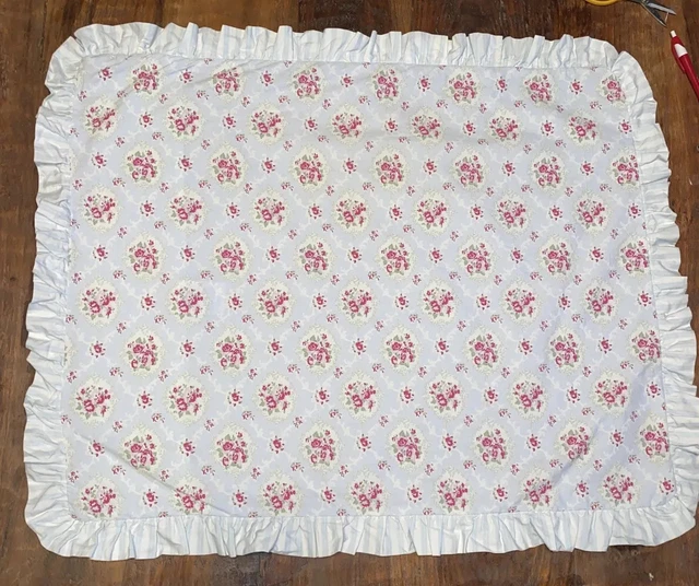 CAJA DE VENTANA Simply Shabby Chic Rosas Rosas Azules Rayas Volantes Simulada ESTÁNDAR