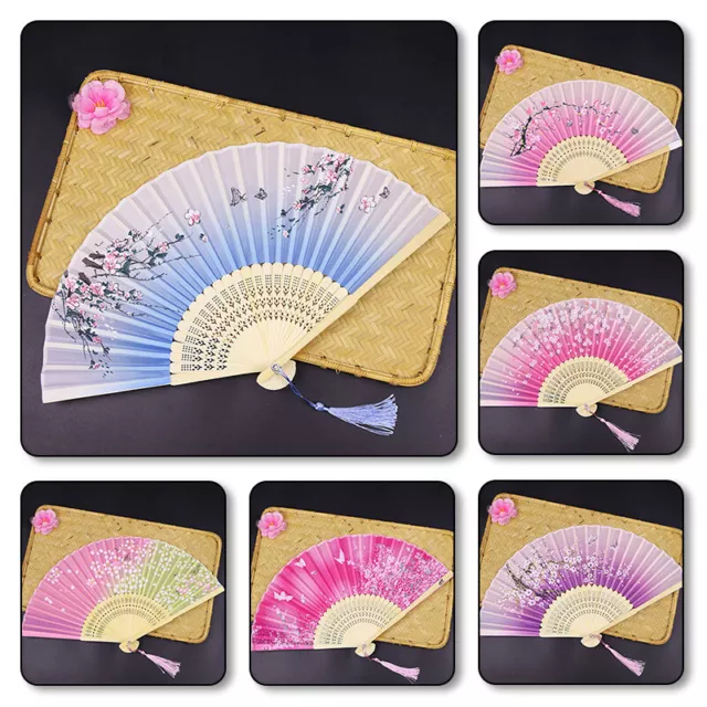 Foldable Chinese Style Folding Fan Bamboo Cloth Hand Held Dance Party Favor Gift