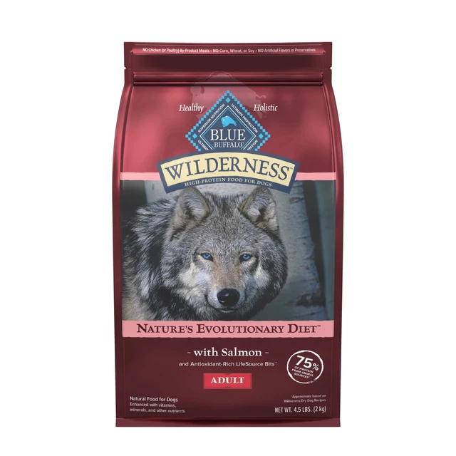 High Protein Natural Adult Dry Dog Food plus Wholesome Grains, Salmon 4.5 lb bag