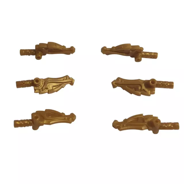 6 NEW LEGO Weapon Stick,Club,Nunchucks,Dragon Head,2 side bars Pearl Gold