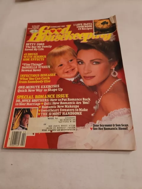 Vintage 1987 February, Good Housekeeping Magazine, Jane Seymour & Son Sean