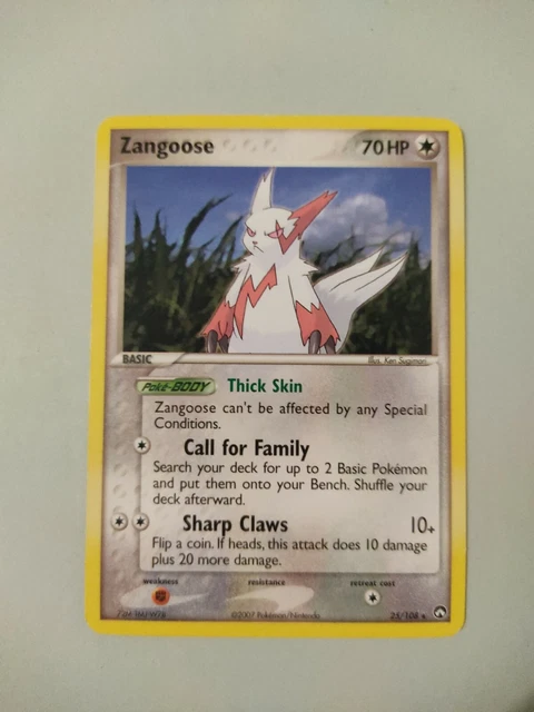 CARD POKEMON -  ZANGOOSE NON HOLO NM 25/108 EX Power Keepers