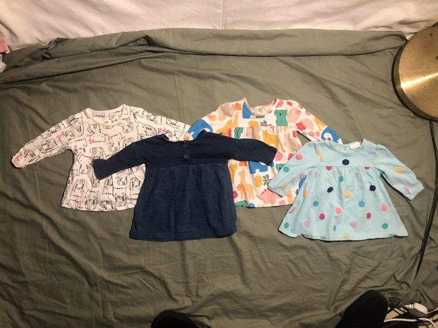 Baby Girl 0-3 Months 4 Long Sleeve Dresses Bundle Denim Animals & Spots Next
