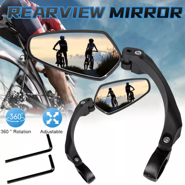 Bicycle Handlebar Mirror Bike Cycling Rearview Mirror MTB Left Right Mirror 2Pcs