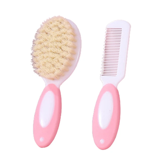 Juego de 2 piezas de cepillo de bebé resistente al desgaste lindo forma cómodo agarre cepillo de bebé P rosa