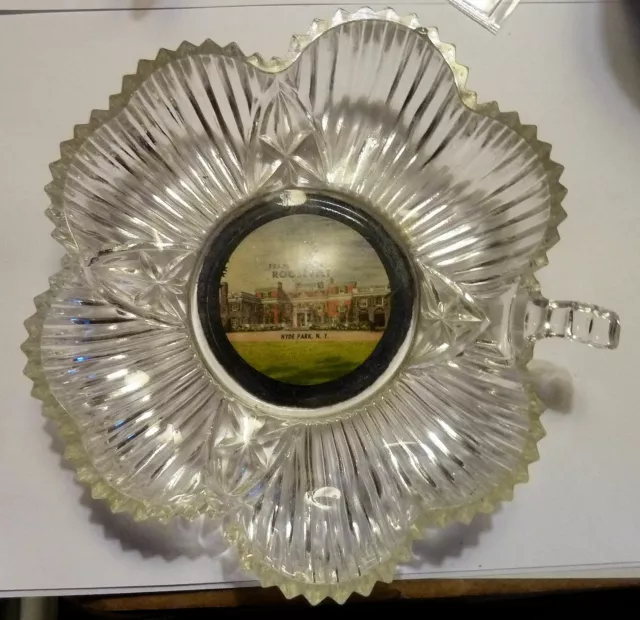 Glass Candy DISH Vintage Souvenir HYDE PARK New York FRANKLIN Roosevelt HOME