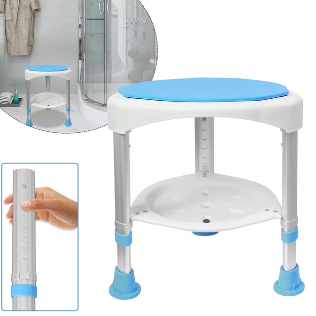 Taburete de ducha giratorio 360° taburete de ducha ajustable taburete de baño taburete de baño alrededor de 200 kg
