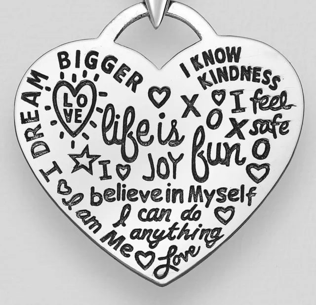 Solid Sterling Silver Dream Big Happy Life Is Fun Pendant 3.95g   32mm=1.26"