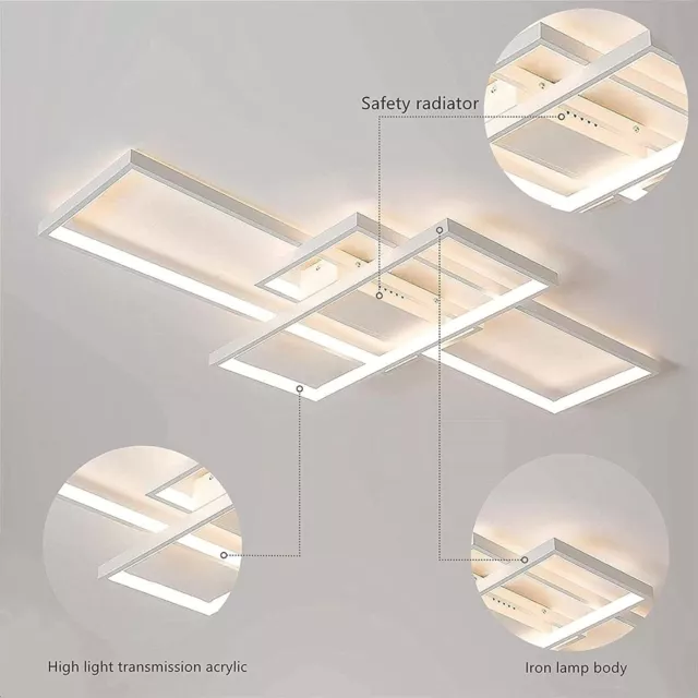 Plafoniera a Soffitto LED 2x58W 3 Tonalità Dimmer Telecomando Per Interni IP20 3