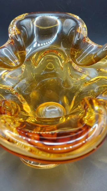 Chalet Glass Amber Candy Dish, Centerpiece/Vintage Chalet Glass, Hand Blown