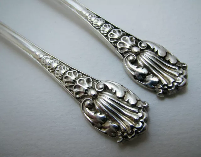 Pair of Unusual Victorian Coburg Variant Sterling Silver Heavy Gauge Tea Spoons