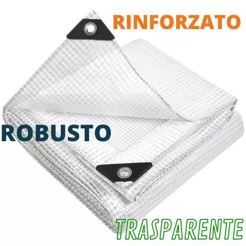 Telo occhiellato impermeabile telone trasparente pesante retinato in pvc 3x4