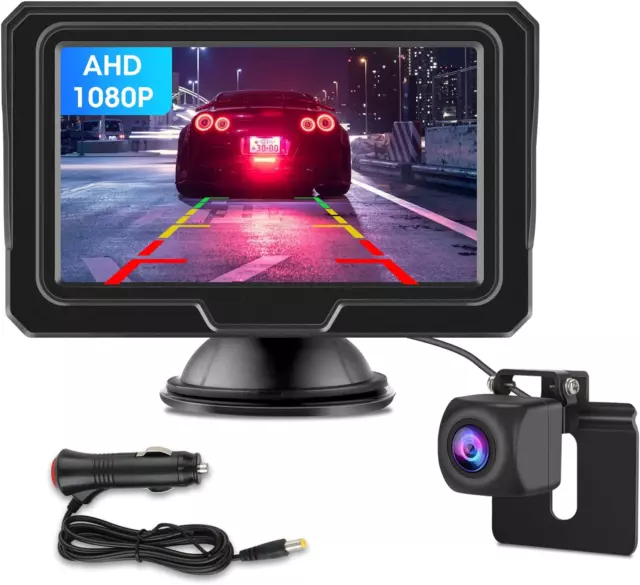 【AHD 1080P】Kit Telecamera Di Retromarcia Auto Con Monitor LCD Da 4.3 Pollici Tel