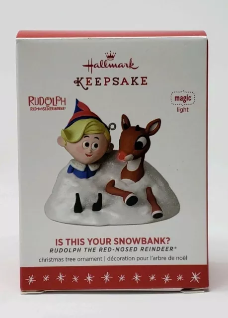 Hallmark 2016 Is This Your Snowbank Rudolph Red Nosed Reindeer Ornament Nib Mib