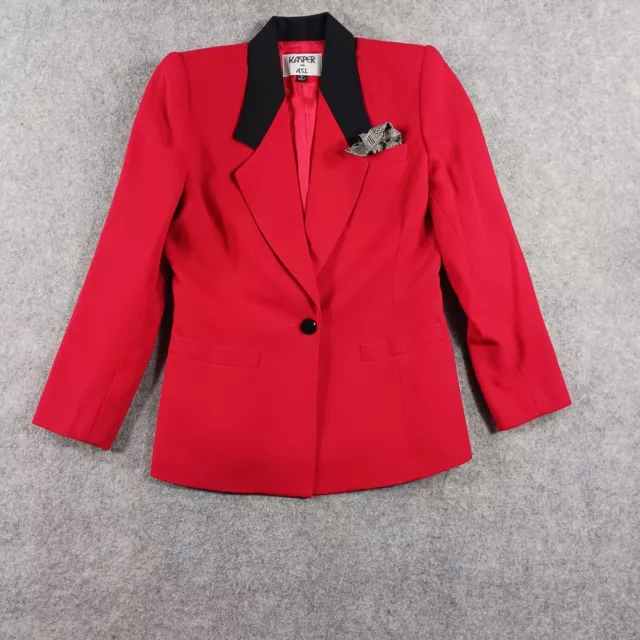 Kasper For ASL Blazer Womens Size 4 Red Button Up Wool Collared Vintage