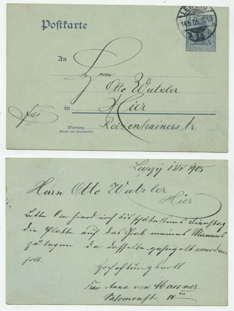 90972 - Ganzsache P 63 X - Postkarte - Leipzig 14.5.1905