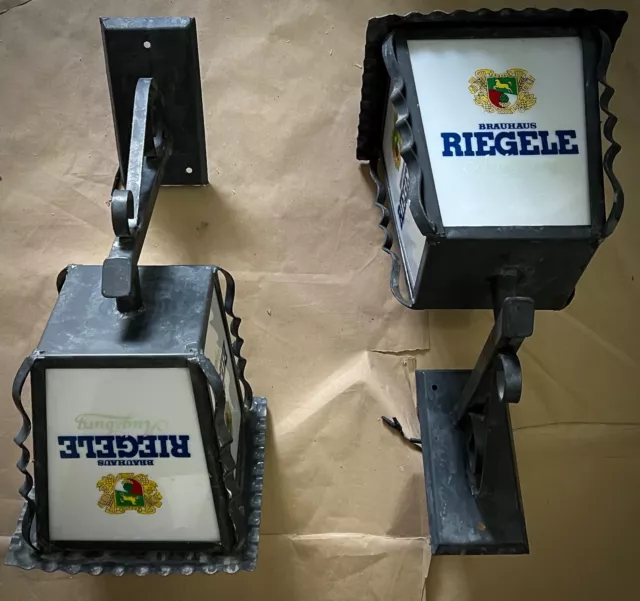 Insegne luminose pubblicitarie birra Riegele-Coppia di lumi per esterni -'60 -