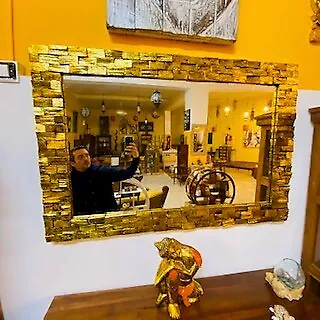 Specchio Anticato Minimal Cornice Legno Oro