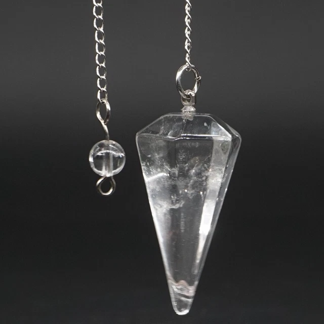 Bonded Pendulum Natural Gemstone Clear Quartz Healing Crystal Reiki Dowsing Tool