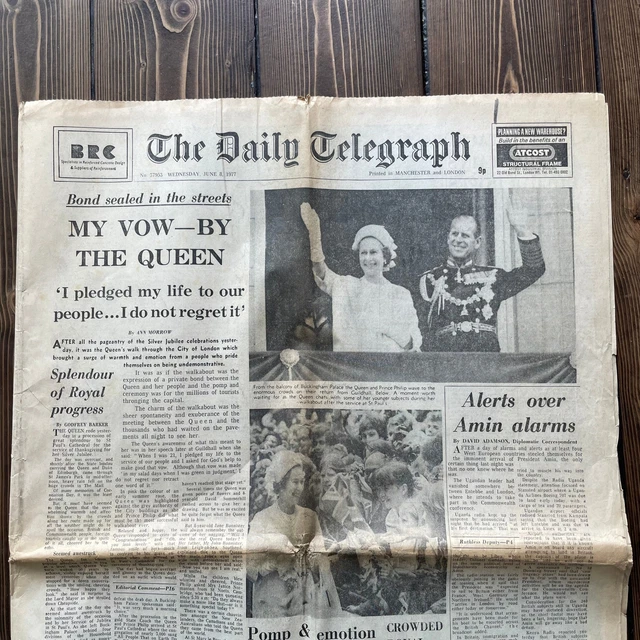 VINTAGE ANTIQUE ORIGINAL The Daily Telegraph Newspaper Queen Elizabeth Vintage antique original the daily telegraph newspaper queen elizabeth